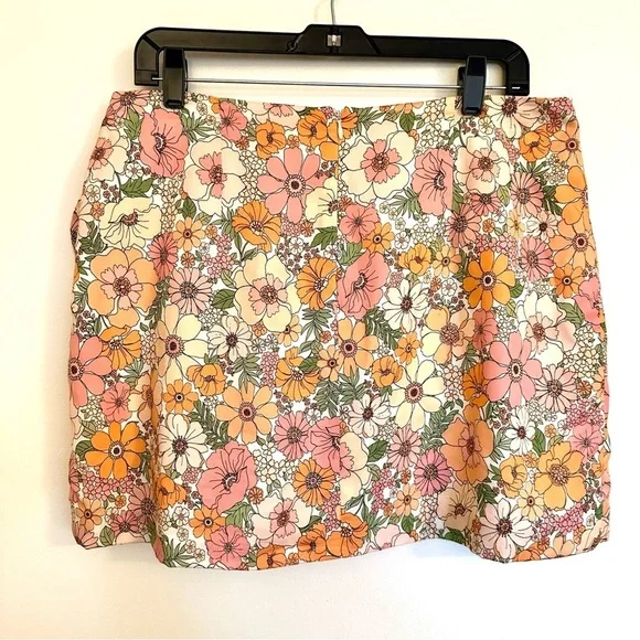 Gianni Bini Floral Wrap Skirt Side Tie Lined Size 12 - Picture 6 of 10